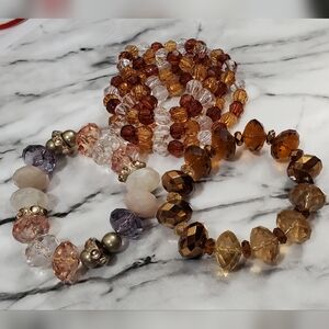 Vtg. 7pcs. Plastic Beads Stretch Bracelet